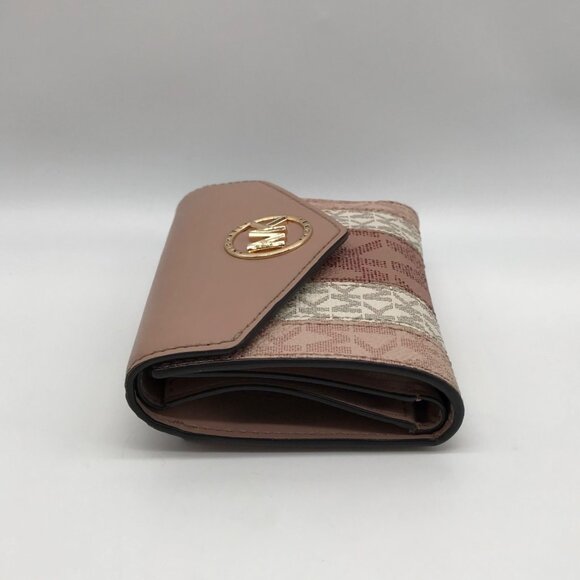 Michael Kors Carmen Ballet Pink Coated Canvas & Leather Trifold Wallet - Picture 4 of 10